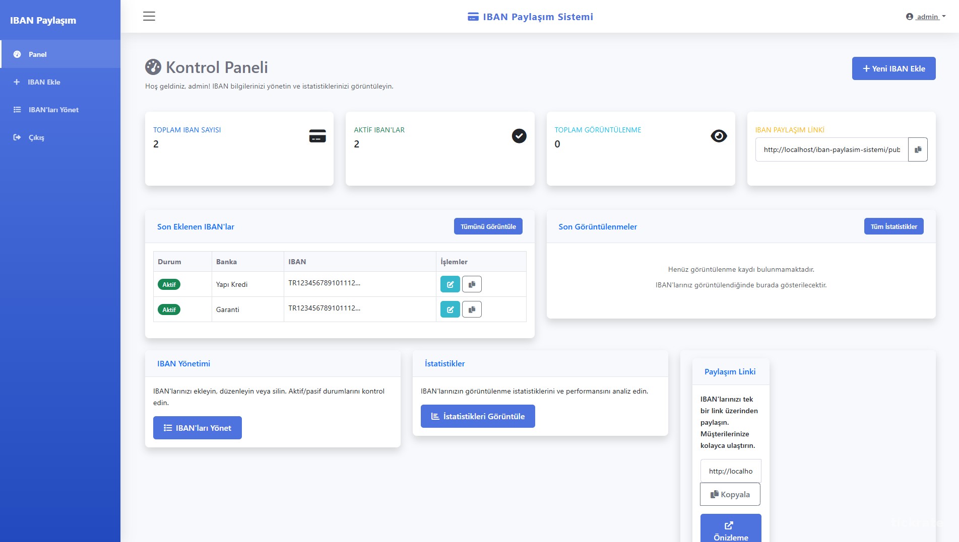 IBAN Yönetim Sistemi